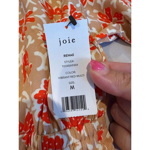 NWT JOIE Women's Vibrant Red Multi Short Sleeve Top Size M - Picture 8 of 9